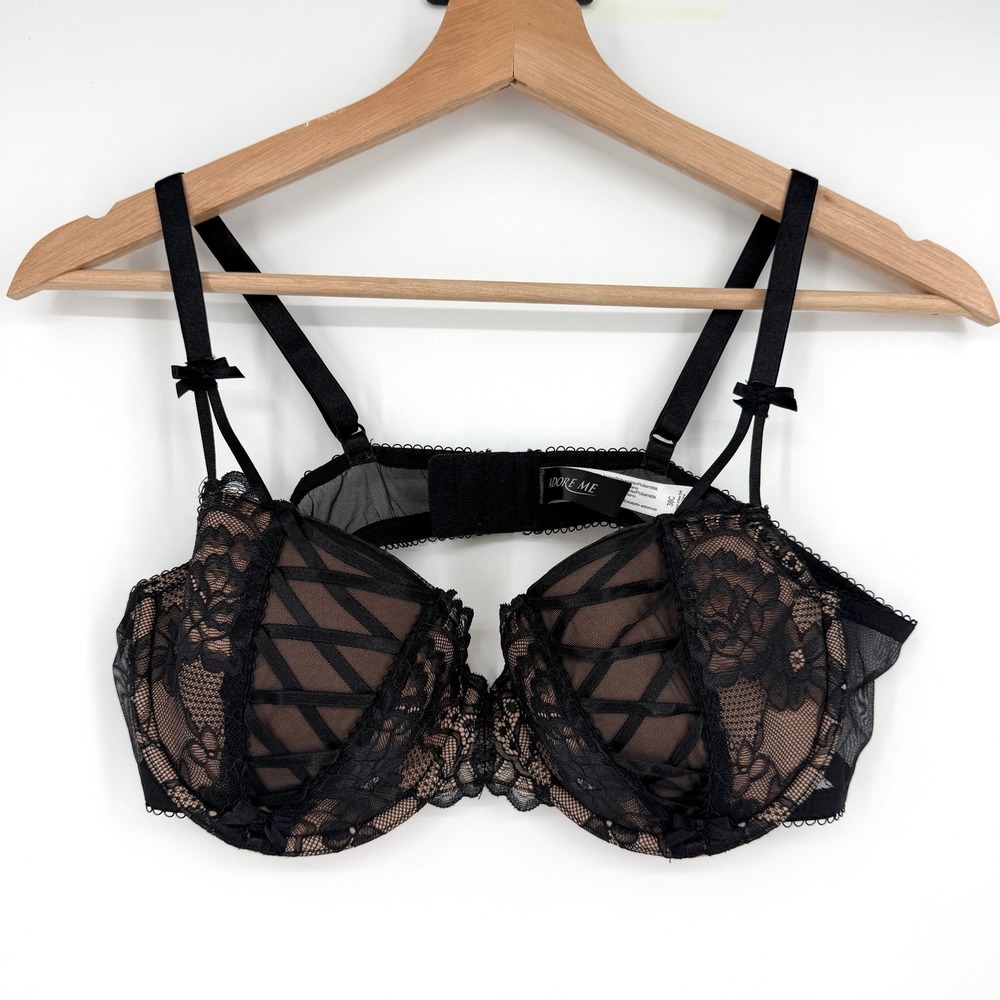 Adore Me Black Enny Contour Balconette‎ Lace Bra 38C